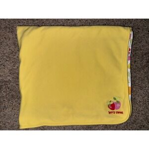 Vtg Gymboree Yellow Berry‎ Sweet Strawberry Baby Blanket 2008 Fruit Print Cherry